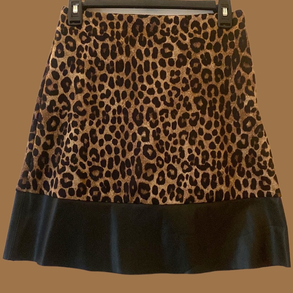 Leopard print and vegan leather mini skirt